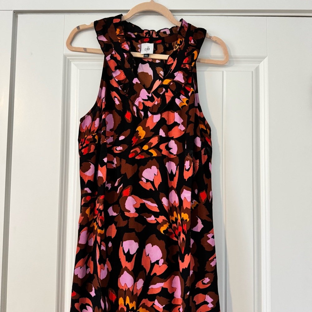 CAbi Vibrant Pink and Orange Midi Dress
